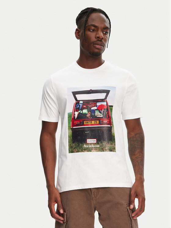 Hunter Hunter T-Shirt Tomi Grapphic HARM0037251 Biały Regular Fit