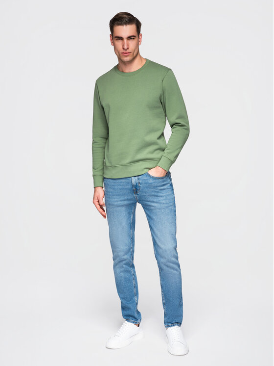 Ombre Ombre Bluza OM-SSBN-0271 Zielony Regular Fit