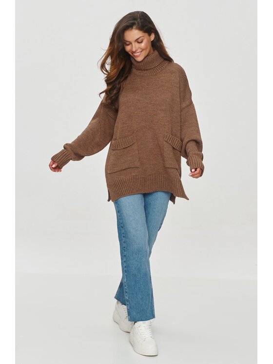 Makadamia Makadamia Sweter S155 Brązowy Oversize