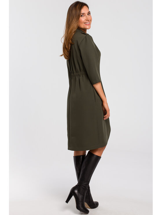 Stylove Stylove Každodenné šaty S189 Kaki Regular Fit