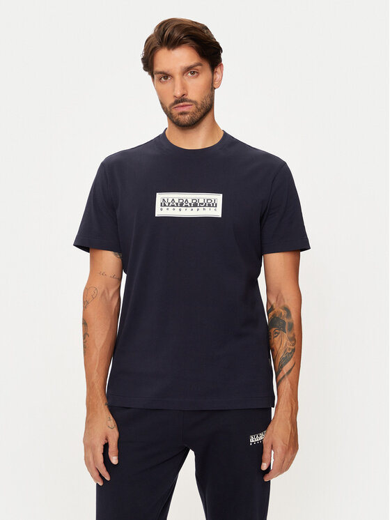 Napapijri T-krekls S-box Logo NP0A4I3L Tumši zils Regular Fit