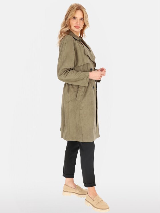 Perso Perso Płaszcz przejściowy BLE252325F Khaki Regular Fit
