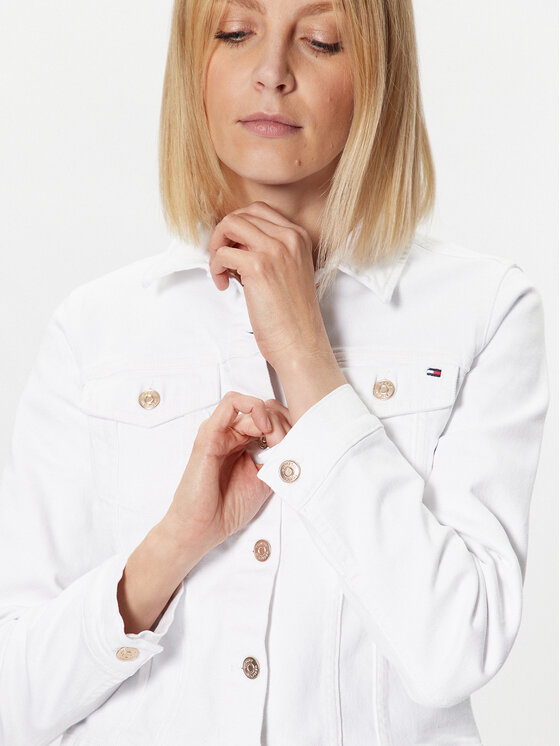 Tommy Hilfiger Tommy Hilfiger Džinsinė striukė WW0WW38108 Balta Slim Fit