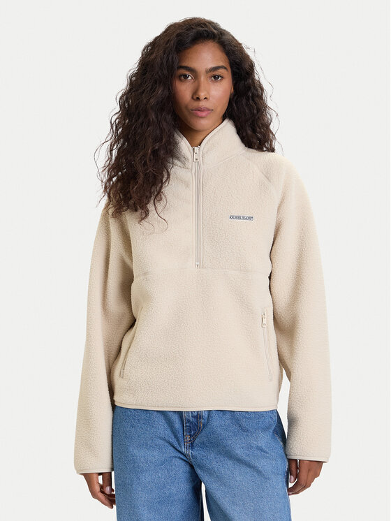 Guess Jeans Guess Jeans Fleecejacke W5BQ18 K1042 Écru Regular Fit