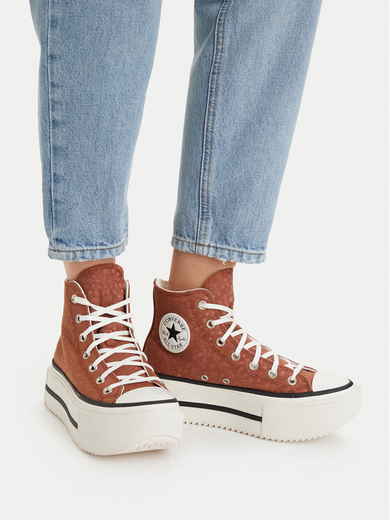 Converse Converse Sneakers aus Stoff Chuck Taylor All Star Lift Double Stack Platform Deer A17883C Braun