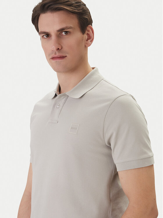 BOSS BOSS Тениска с яка и копчета Passenger 50507803 Бежов Slim Fit