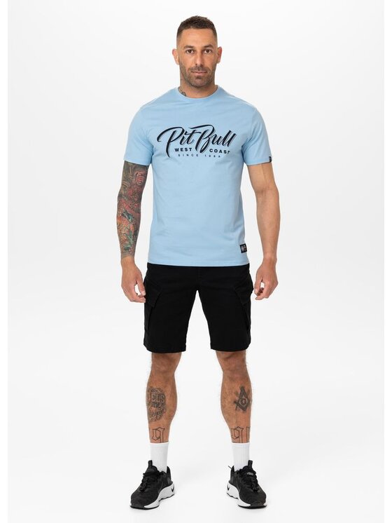 PITBULL PITBULL T-Shirt Koszulka męska EL JEFFE S Błękitny Regular Fit