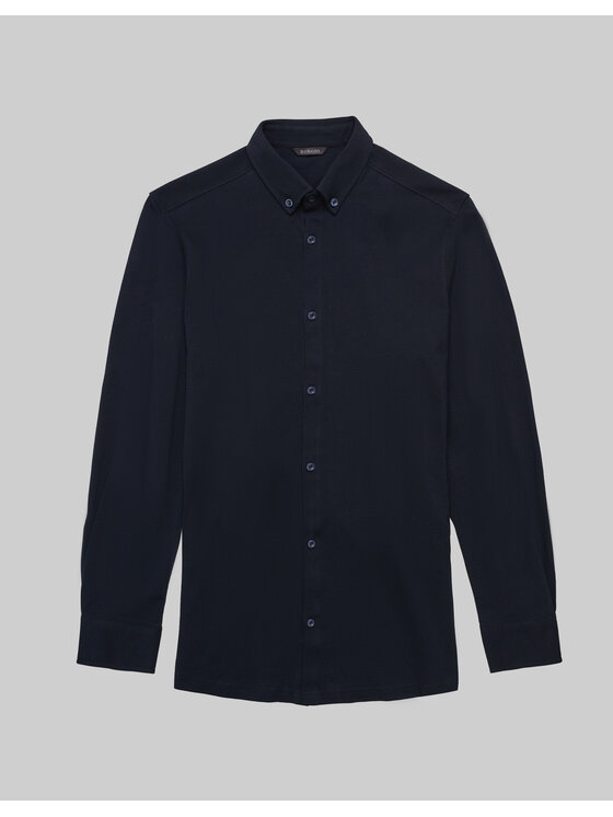 Borgio Borgio Koszula lenola Granatowy Slim Fit