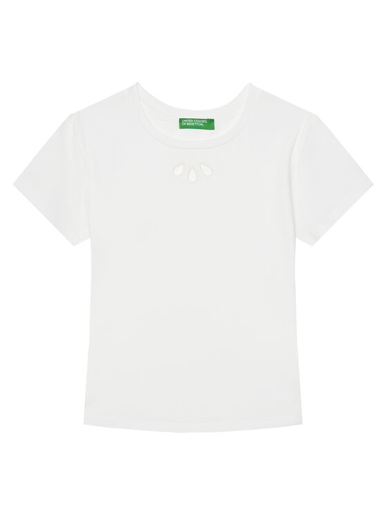 United Colors Of Benetton T-Shirt 3P4ZC10O0 Biały Slim Fit