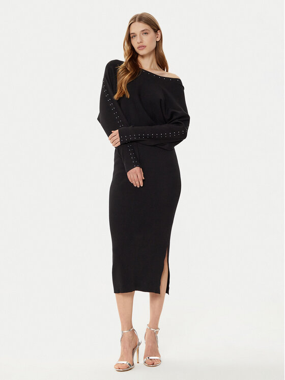 Morgan Morgan Kootud kleit 242-RMLIDO Must Slim Fit