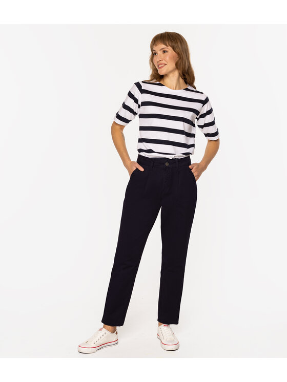 Lee Cooper Lee Cooper Spodnie materiałowe MELLO 3720 Granatowy Mom Fit