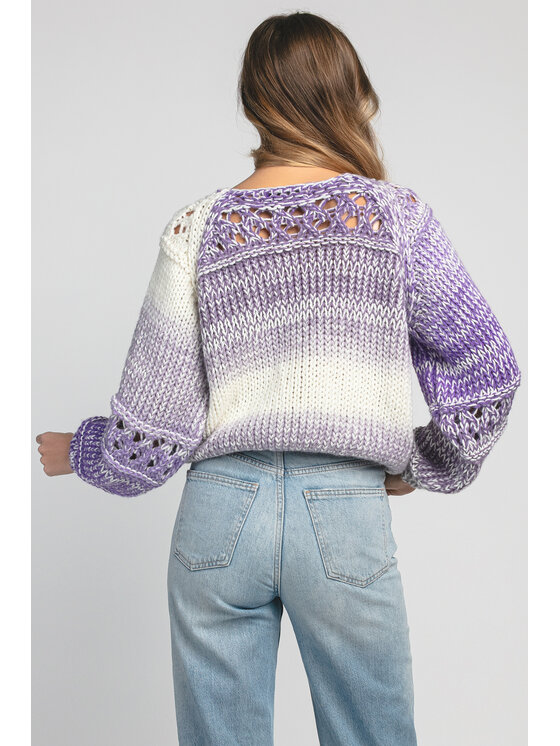 Fobya Fobya Sweter F1976 Fioletowy Basic Fit