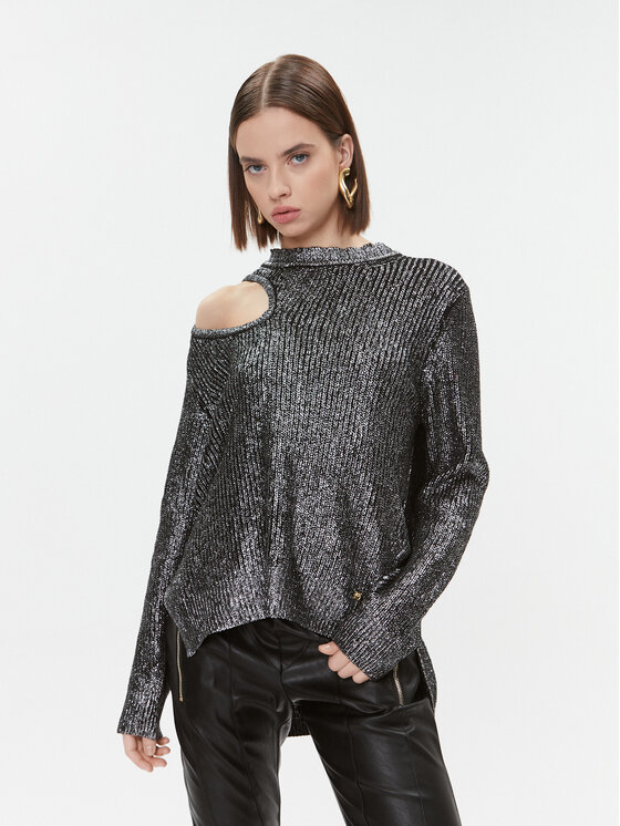 Pinko Pulover Piranha 102232 A1A3 Srebrna Regular Fit