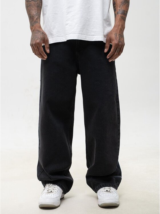 Jigga Wear Jigga Wear Jeansy Szerokie luźne pantera różowa 130774 Czarny Baggy Fit