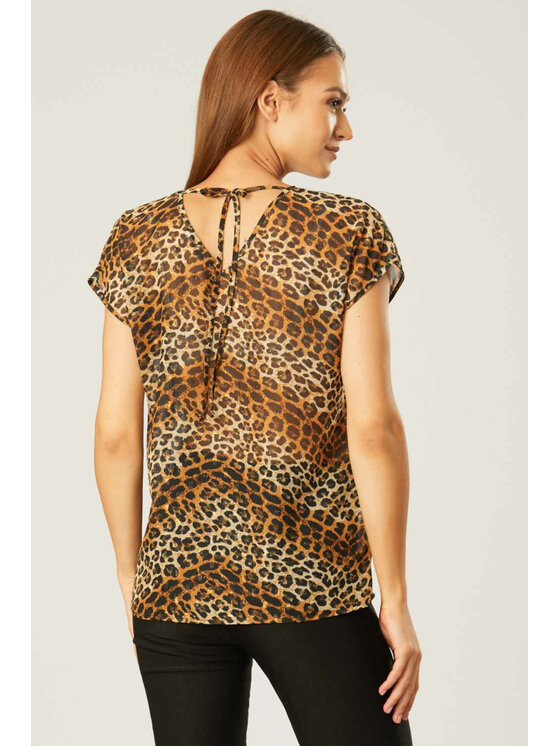 QUIOSQUE QUIOSQUE Bluzka 16-TK-206 Brązowy Regular Fit