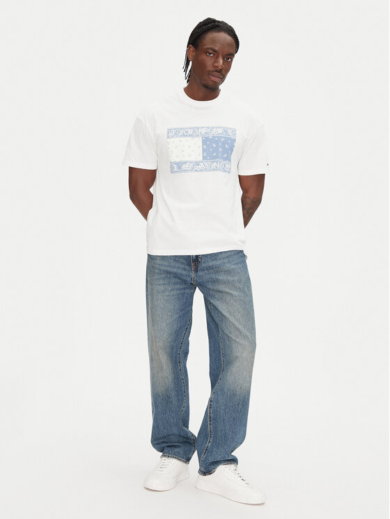 Tommy Jeans Tommy Jeans Póló Paisley Flag DM0DM20810 Ekru Relaxed Fit