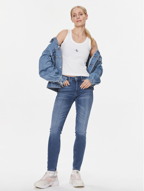 Calvin Klein Jeans Calvin Klein Jeans Top J20J222566 Alb Slim Fit