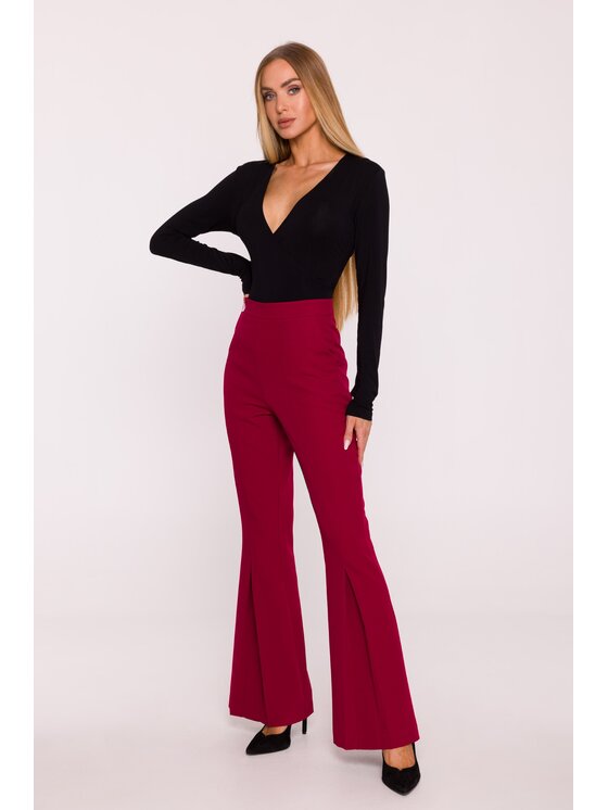 Made of Emotion Made of Emotion Spodnie materiałowe M874 Bordowy Wide Leg