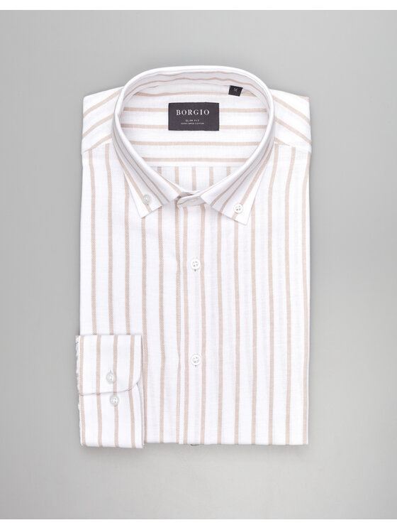 Borgio Borgio Koszula passa 00543 Biały Slim Fit