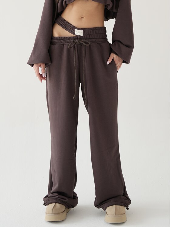 MissDenim MissDenim Spodnie dresowe Double Belt Sweatpants Brązowy Oversize
