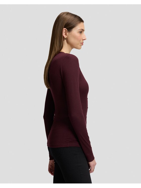 Lee Lee T-Shirt LS HENLEY Brązowy Slim Fit