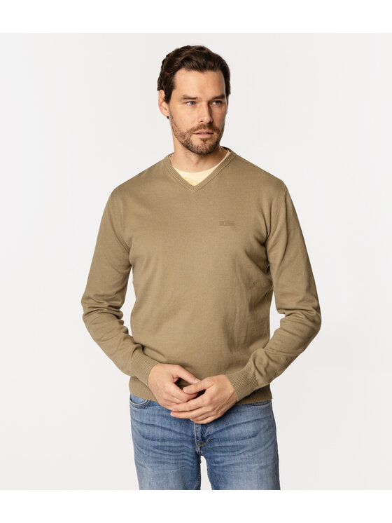 Lee Cooper Lee Cooper Sweter ADAM Khaki Regular Fit