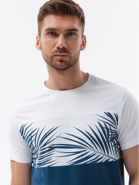 Ombre Ombre T-Shirt OM-TSPT-0177 Niebieski Regular Fit