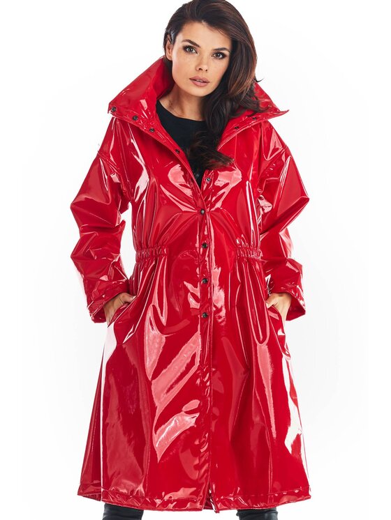 Awama Awama Płaszcz A382 Czerwony Basic Fit