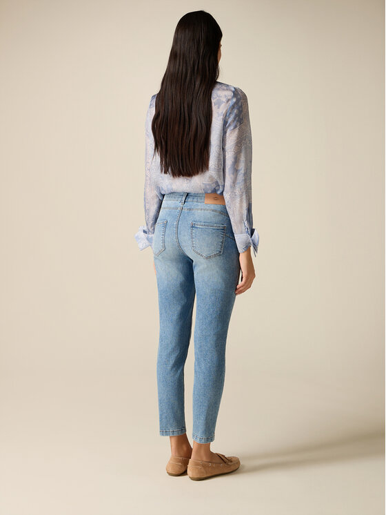 Oltre Oltre Jeansy P447R009007N004 Turkusowy Skin Fit