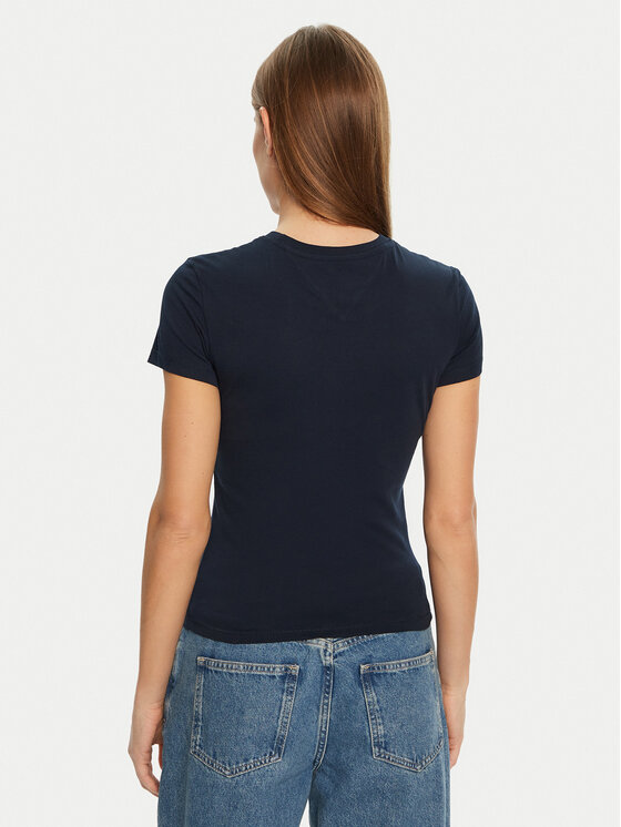 Tommy Jeans Tommy Jeans Majica Essential DW0DW19447 Mornarsko modra Slim Fit