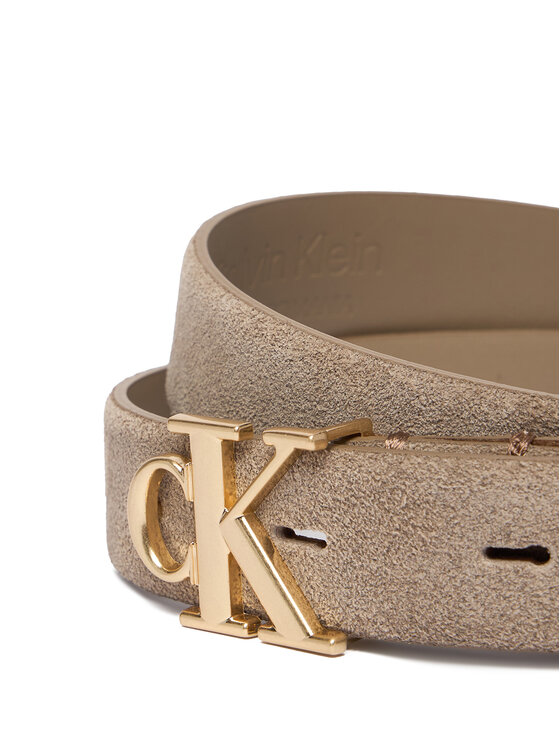 Calvin Klein Calvin Klein Pasek Damski Ck Buckle 25 Mm Fixed Belt Suede LV04F7079G Beżowy