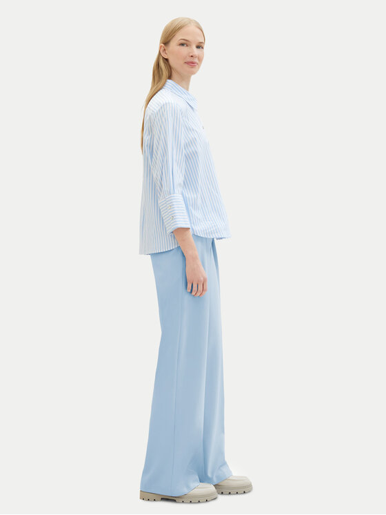 Tom Tailor Tom Tailor Kalhoty z materiálu 1040686 Světle modrá Wide Leg