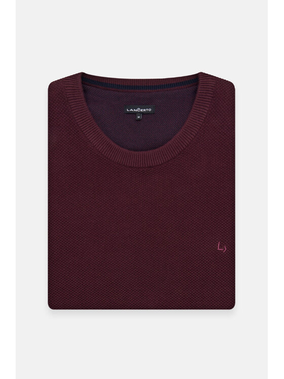 Lancerto Lancerto Sweter Clive SW073223000093 Bordowy Regular Fit