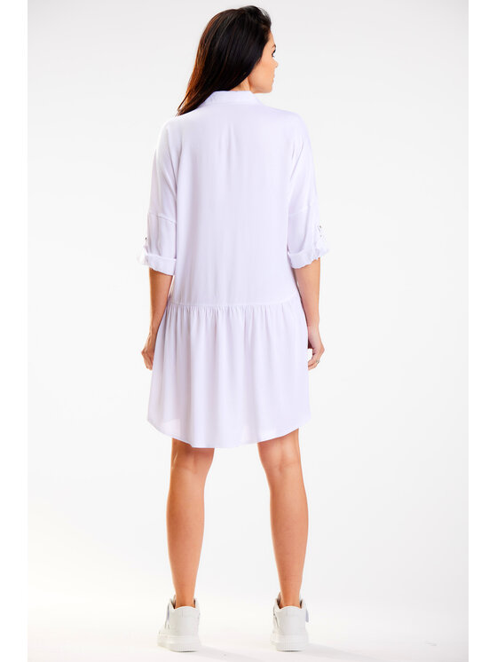 Awama Awama Sukienka letnia A584 Biały Basic Fit