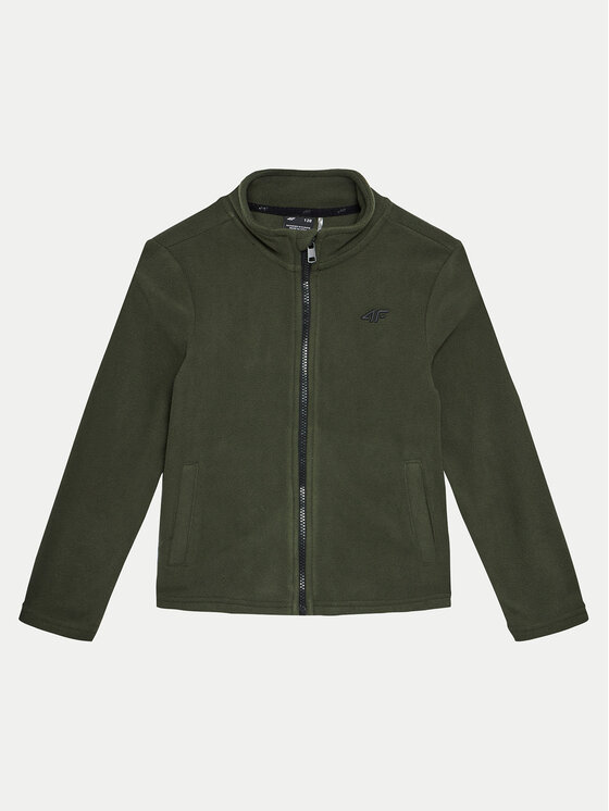 4F Fleecová mikina 4FJWMM00TFLEM245 Kaki Regular Fit