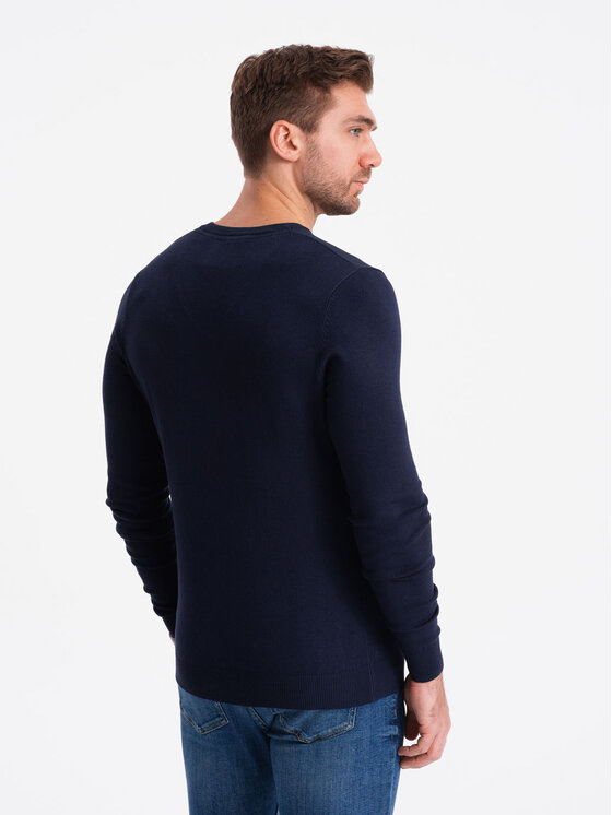 Ombre Ombre Sweter OM-SWBS-0107 Granatowy Regular Fit