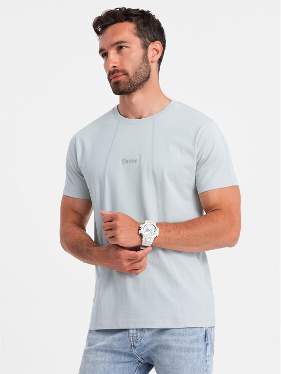 Ombre Ombre T-Shirt OM-TSCT-0170 Šedá Regular Fit