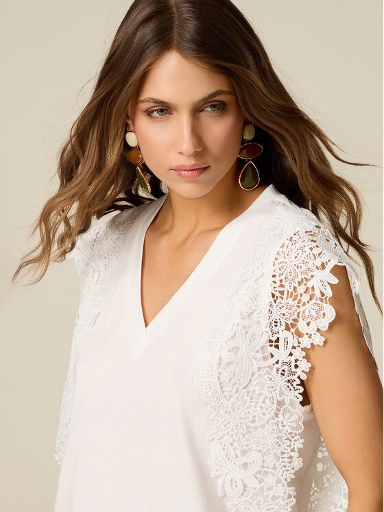 Oltre Oltre T-shirt G01AJ004676N011 Bianco Regular Fit