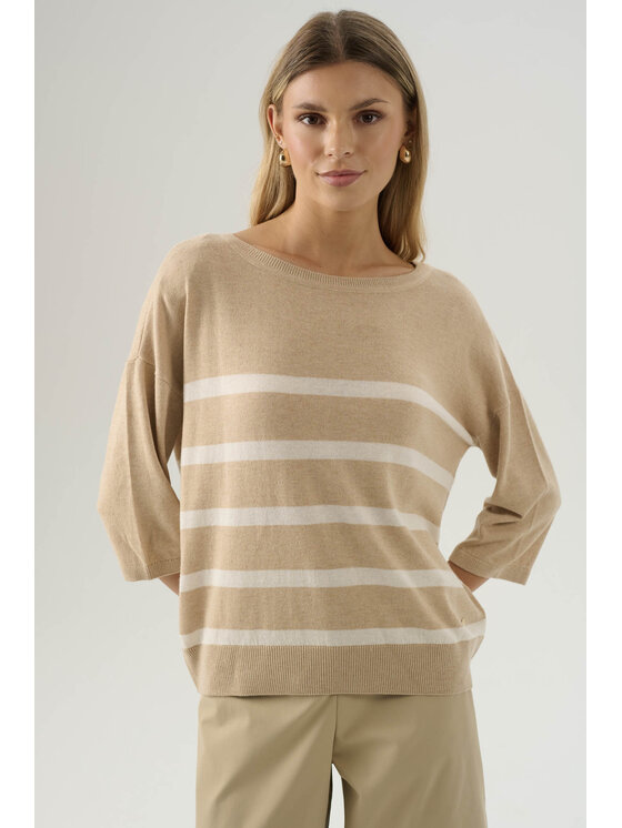 Femestage Femestage Sweter Femestage AB BASE SWE0850-015 Beżowy Regular Fit