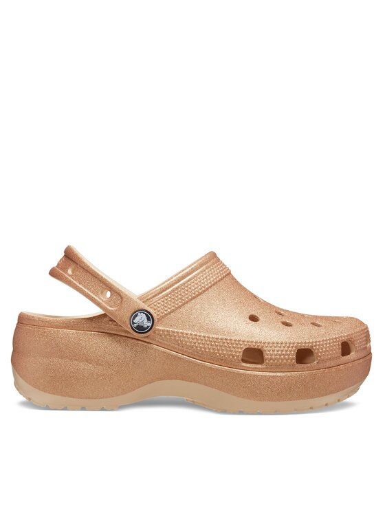 Crocs Şlapi Classic Platform Glitter Clog W 207241 Bej | Modivo.ro