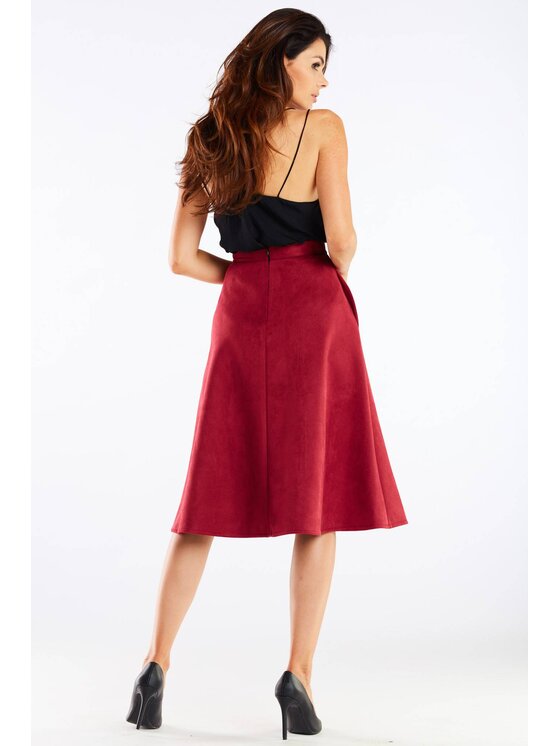 Awama Awama Spódnica A462 Bordowy Basic Fit