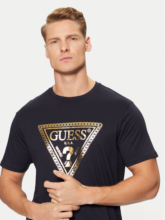 Guess Guess T-krekls M5RI49 K9RM1 Tumši zils Regular Fit