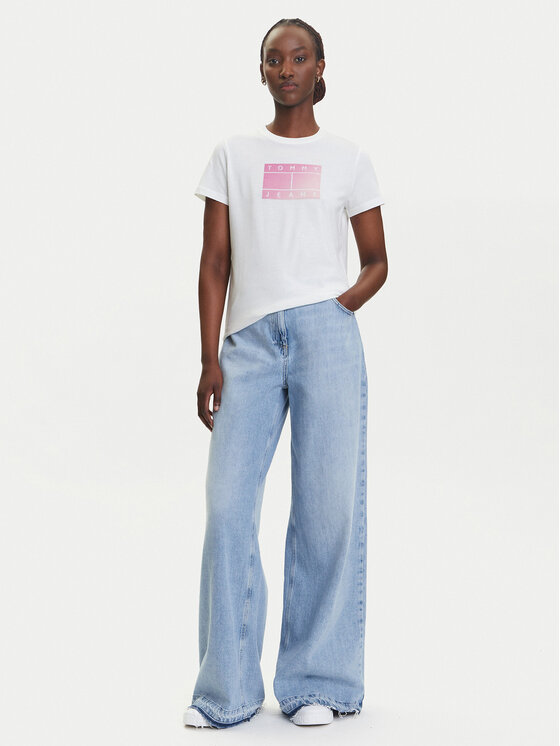 Tommy Jeans Tommy Jeans T-krekls Gradient Flag DW0DW20905 Balts Regular Fit