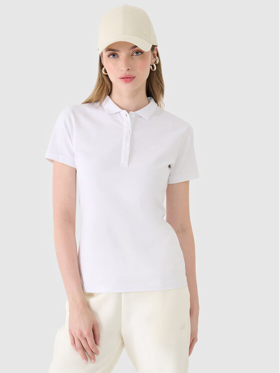 4F 4F Polokošeľa 4FWMM00TPTSF514-10S Biela Slim Fit