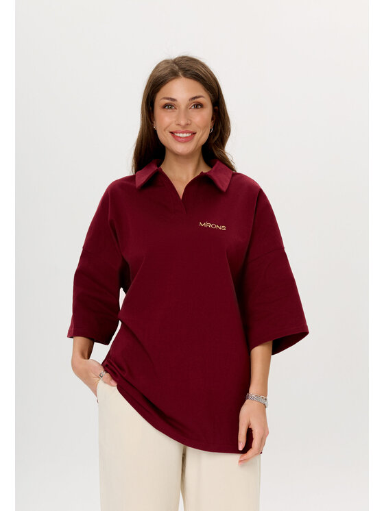 Mirons Mirons Polo Soft Bordowy Oversize