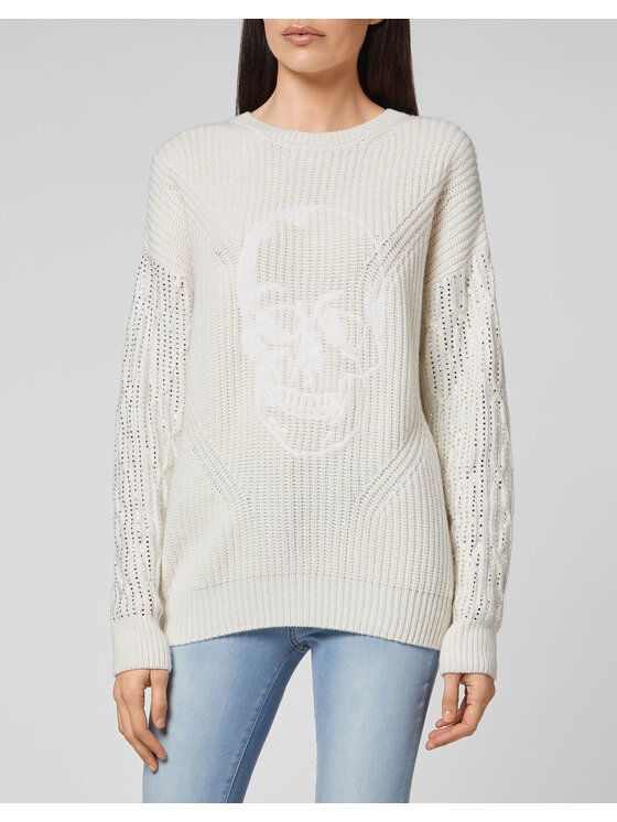 PHILIPP PLEIN PHILIPP PLEIN Sweter 7985 Beżowy Regular Fit
