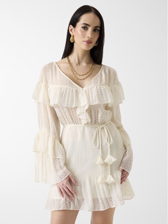 Guess Každodenné šaty 181238 Krémová Classic Fit