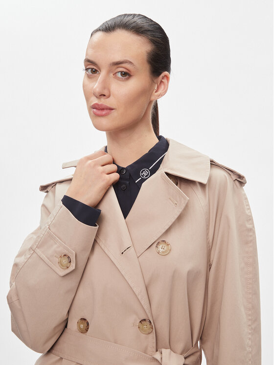 Tommy Hilfiger Tommy Hilfiger Trencz Cotton Classic Trench WW0WW40482 Beżowy Regular Fit