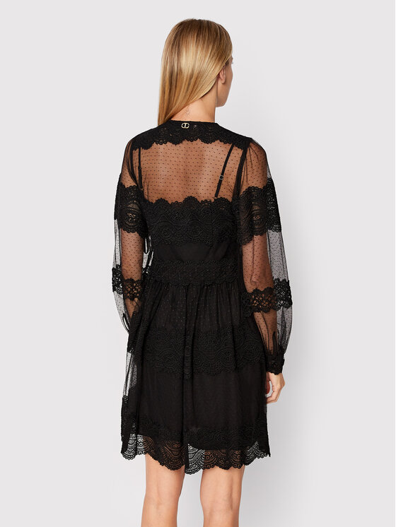 TWINSET TWINSET Kokteiļkleita 222TP2252 Melns Regular Fit