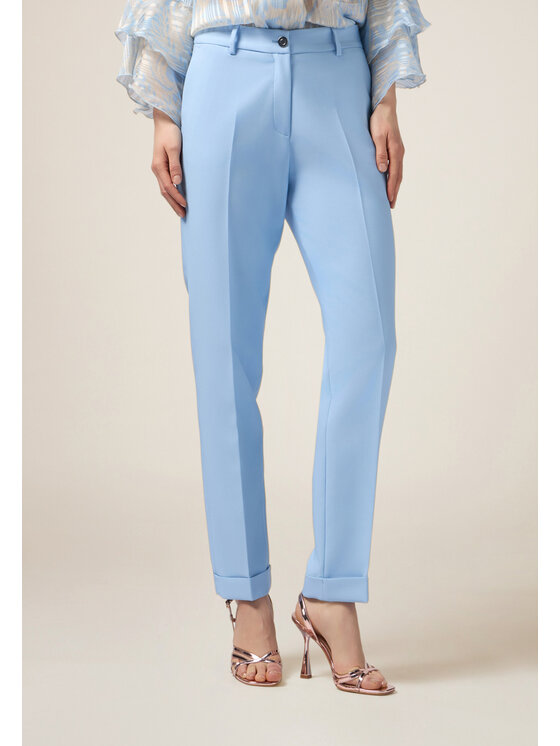 Oltre Oltre Pantaloni di tessuto P040R008510N004 Turchese Regular Fit